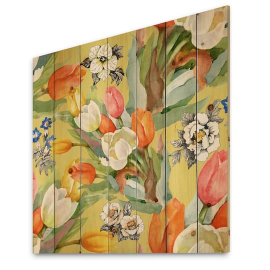 Designart - Blooming White and Orange Tulips I